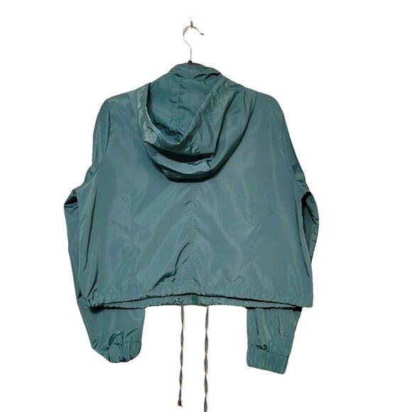Ci Sono Womens Jacket Green L Cropped Hooded Windbreaker Full Zip - Picture 4 of 6